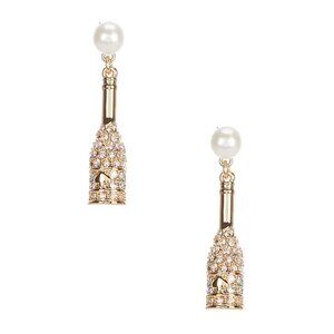 Kate Spade Winter Carnival Champagne Crystal Pearl Drop Earrings